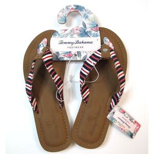 Tommy Bahama Speedwell Red White & Blue Striped Flip Flop Sandals Women's Size 7